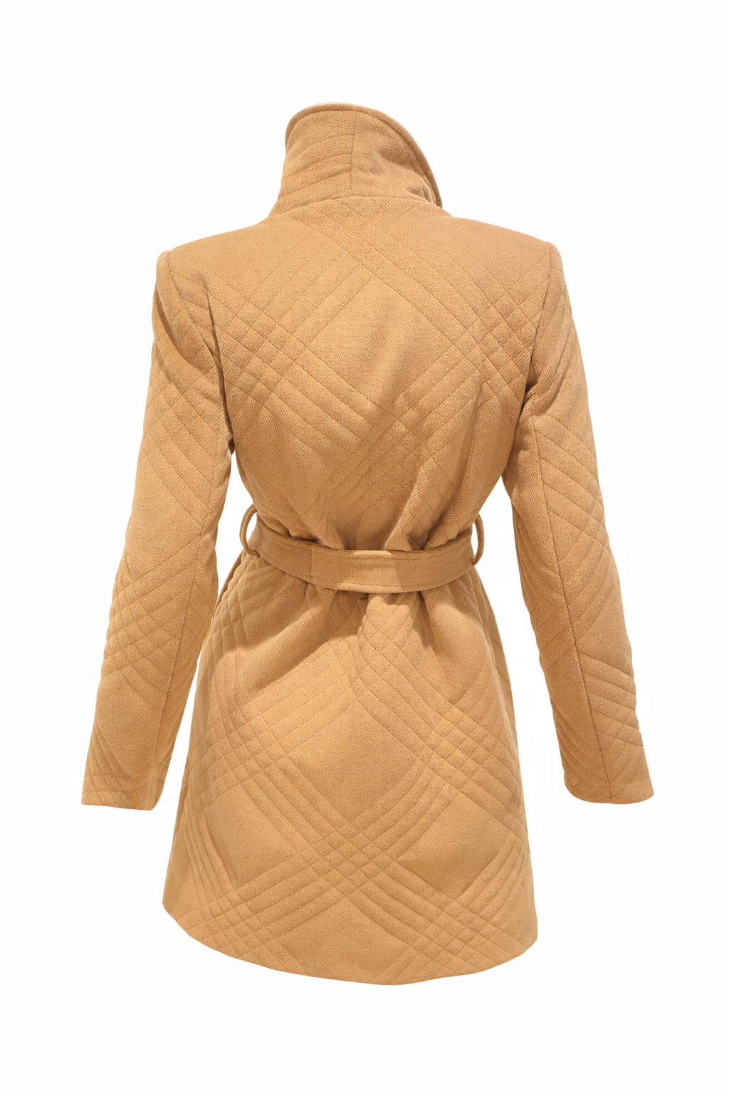 Quilted coat with belt