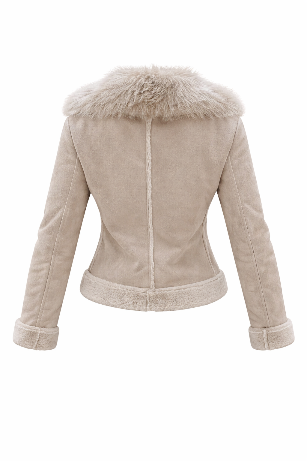 Sheepskin-effect jacket with faux fur collar