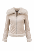 Sheepskin-effect jacket with faux fur collar