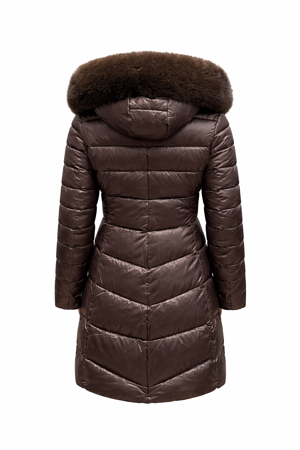 Piumino lungo trapuntato con cappuccio