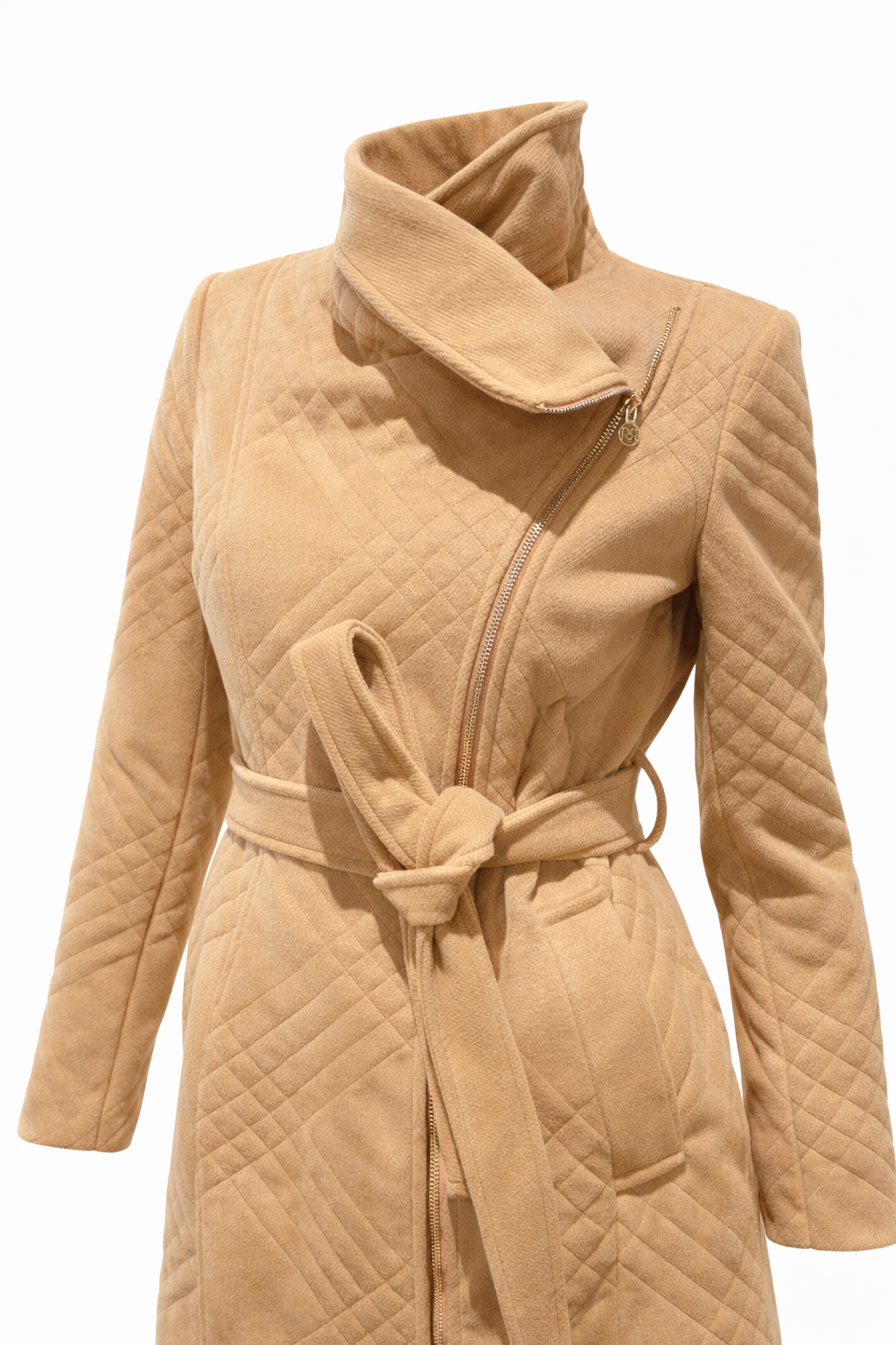 Cappotto trapuntato con cintura