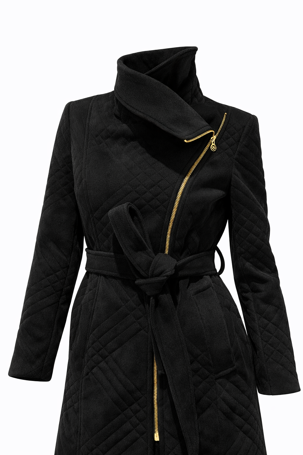 Cappotto trapuntato con cintura