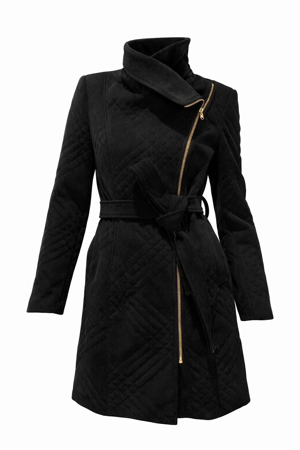 Cappotto trapuntato con cintura